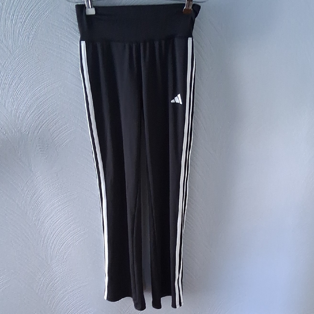Adidas Kids Black Leggings with White Stripes